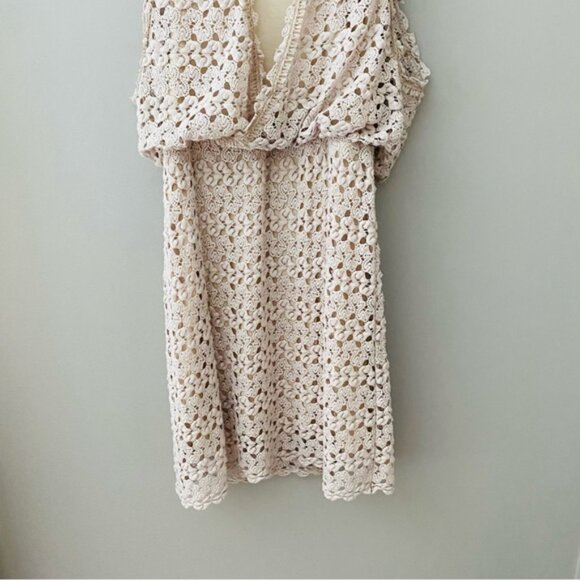 Free People Lily Crochet Lace Blouson Dress Tan Sz XS - Picture 9 of 9